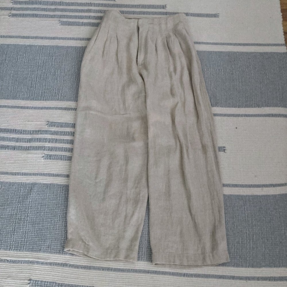 Linen look wide leg trouser